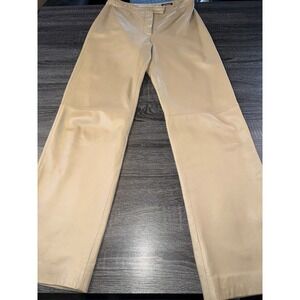 111 State Leather Pants Womens 6 Beige High Rise Straight Leg Genuine Leather